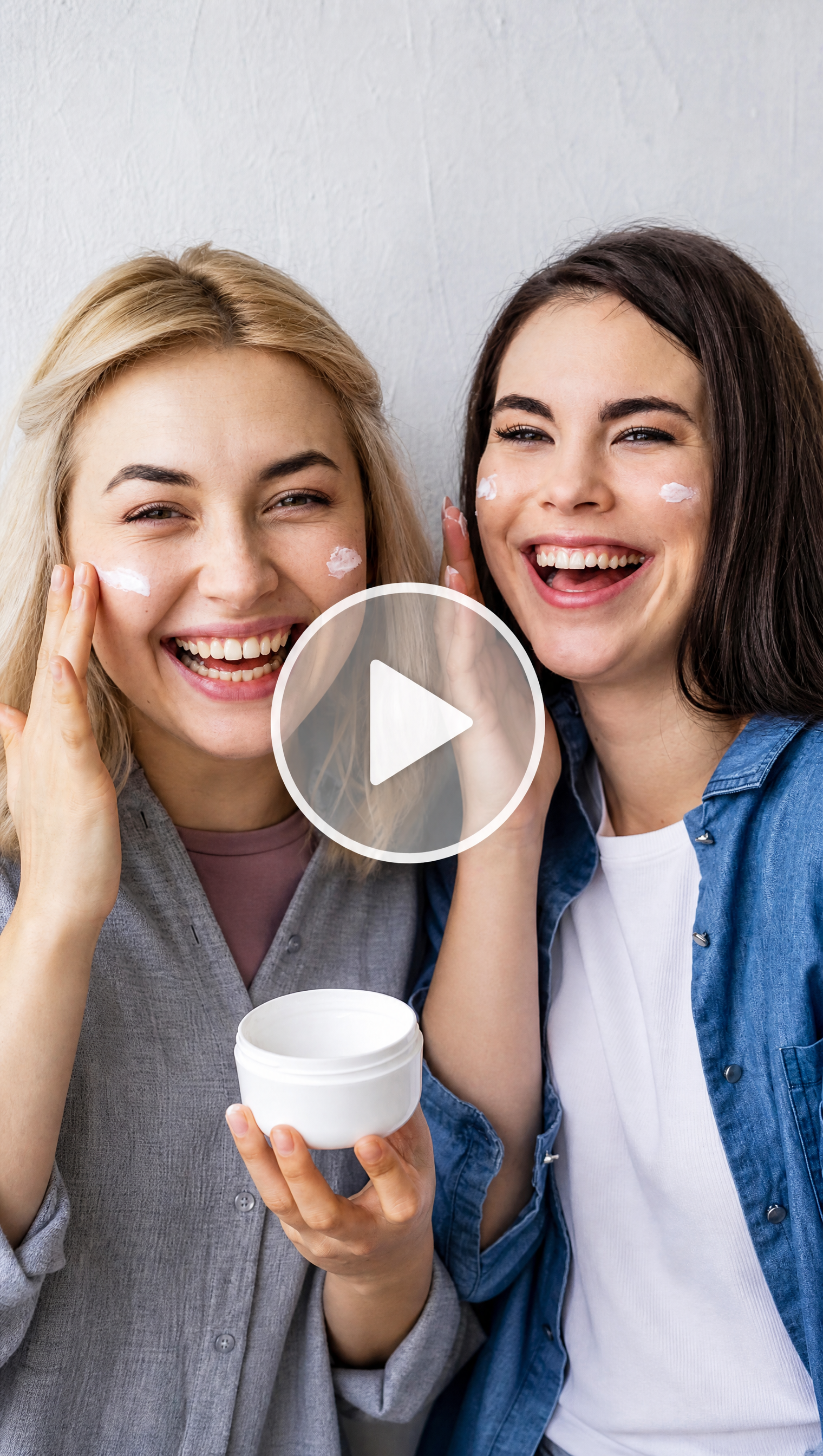Jessica and Anna applying skincare together